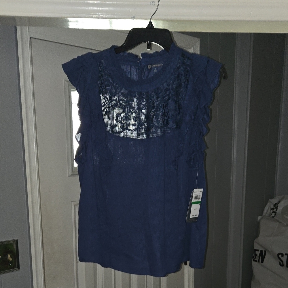 Democracy Blue Lace Blouse